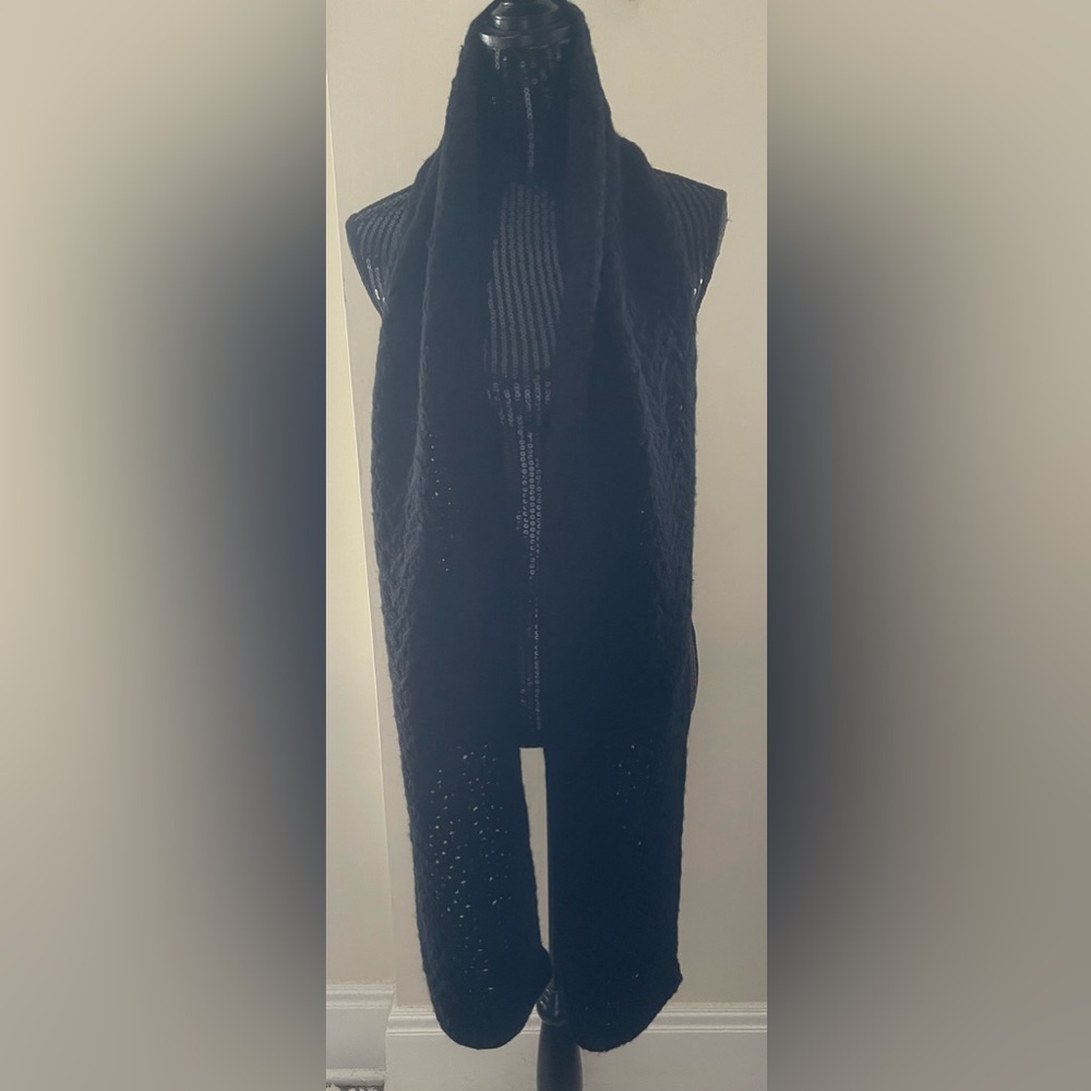 Jones New York Classic Black Knit Long Scarf 13x80’
